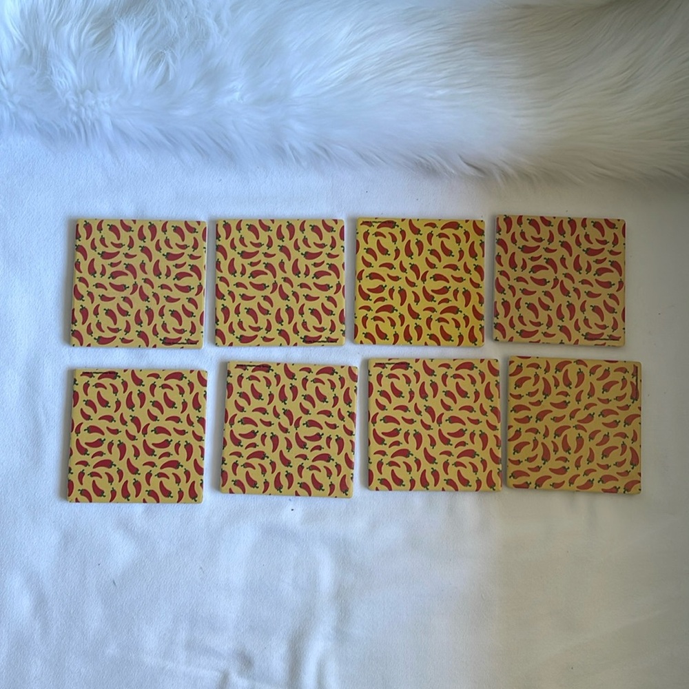 Thirstystone Chili Pepper Set of 8 Coasters brand New With tags.